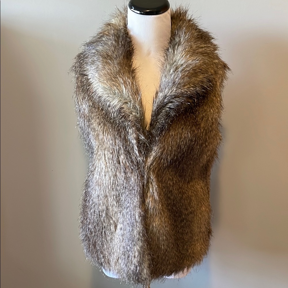 Jack by BB Dakota Brown Faux Fur Vest with Wide Lapel